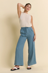 remy pants by little lies are linen wide leg pant in teal