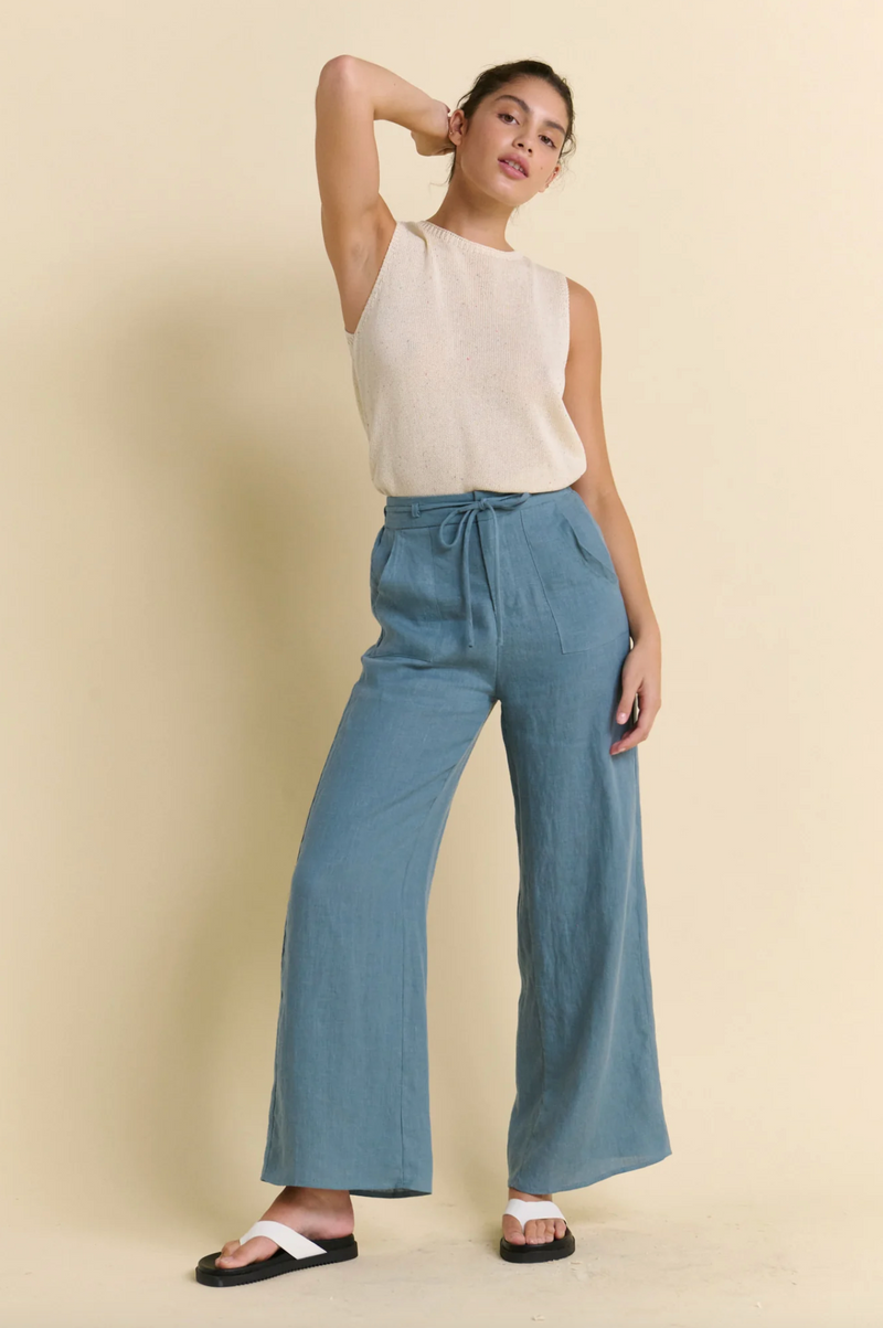 remy pants by little lies are linen wide leg pant in teal