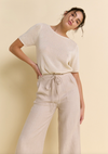 natural linen pants by little lies in cream or teal