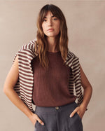 The spring tank by little lies is a knitted sleeveless top in cherrywood