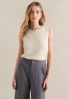 little lies spring tank is a knitted sleeveless top in natural