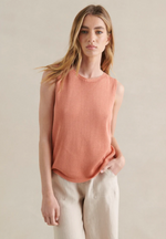 spring knitted tank top in peach by little lies