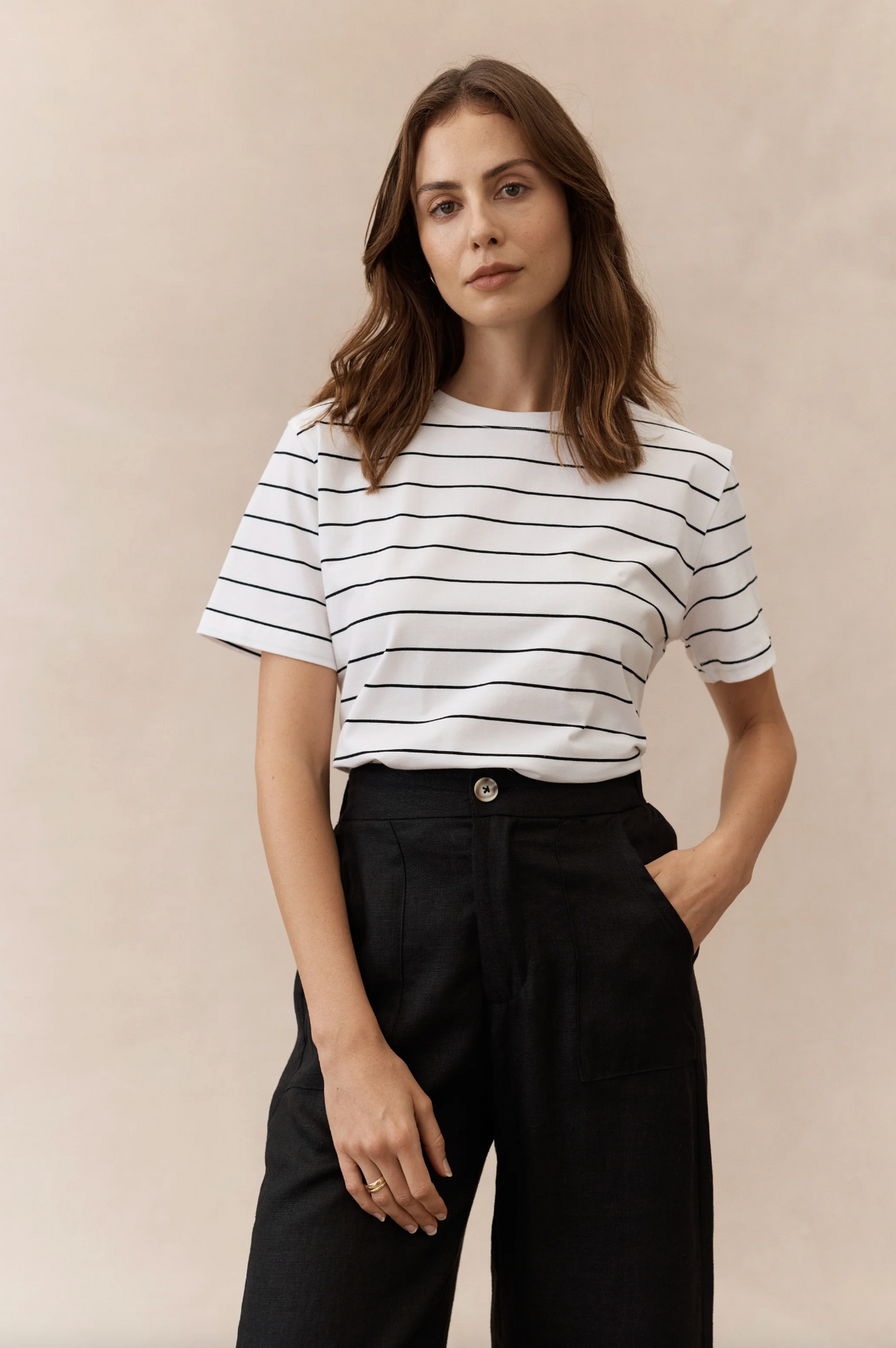 the athens tee by little lies is a stripe cotton short sleeve tshirt