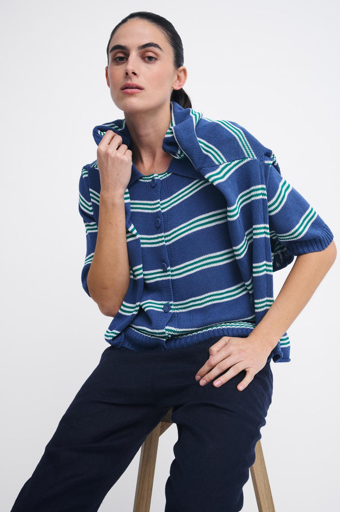 Stripe Button Top - Little Lies