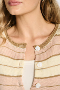Solene Stripe Button Top - Dusty Pink