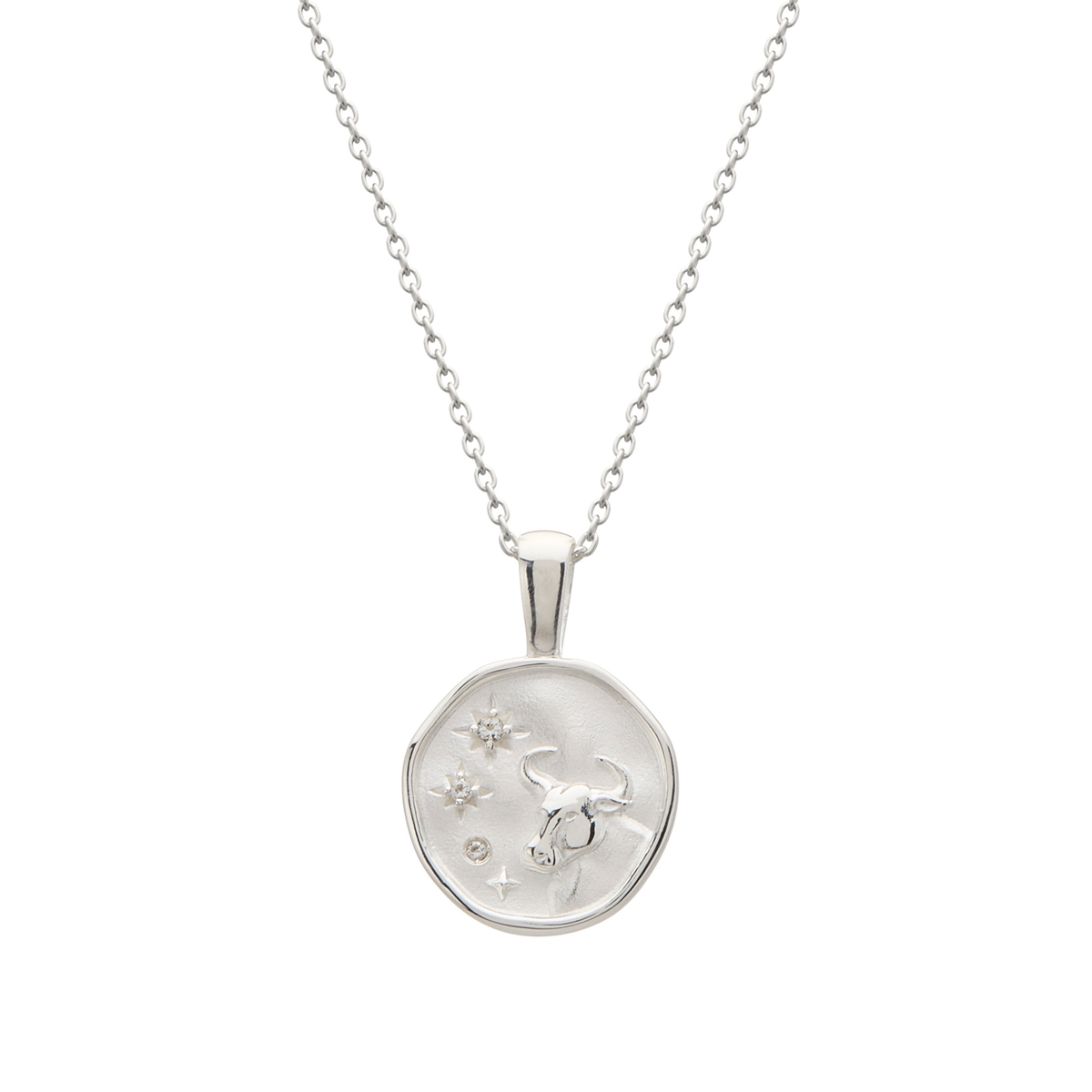 Murkani Taurus Necklace - Zodiac series - Silver front view