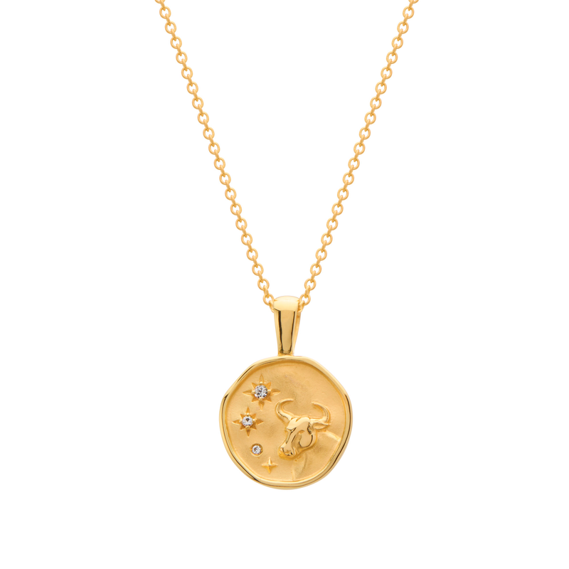 Murkani Taurus Necklace - Zodiac series - Gold front view