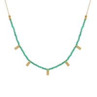 Green onyx choker necklace in yellow 18 karat gold plate
