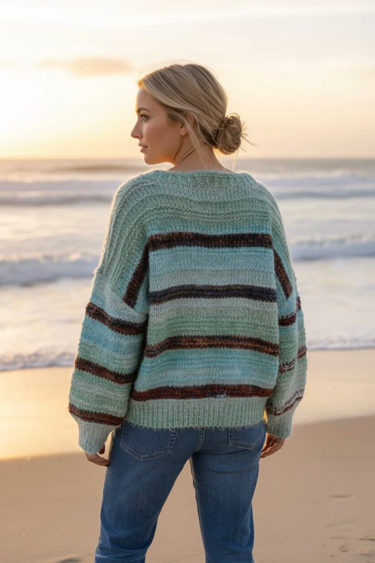 Willow Cosy Stripe Knit - Blue