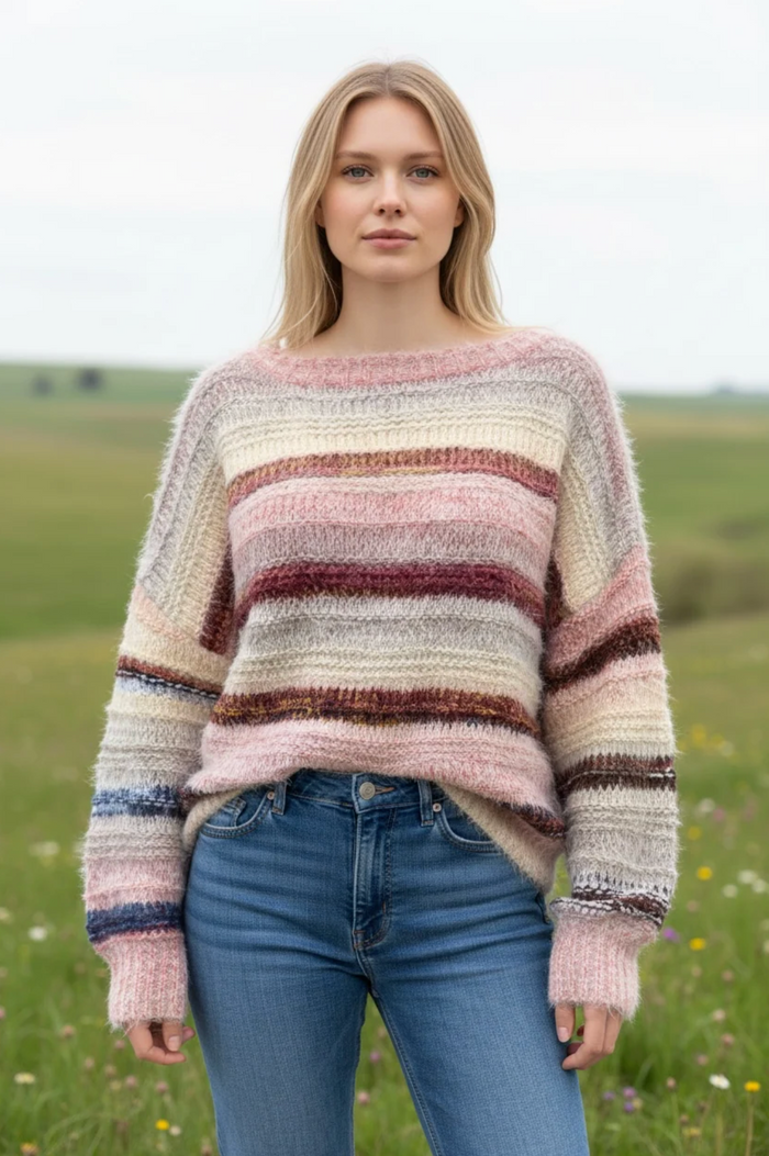 Willow Cosy Stripe Knit - Blush