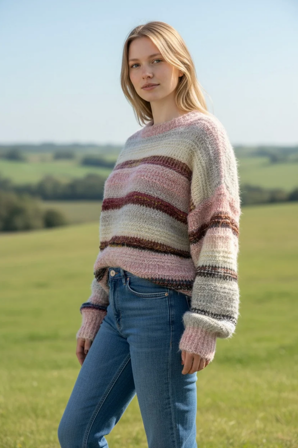 Willow Cosy Stripe Knit - Blush