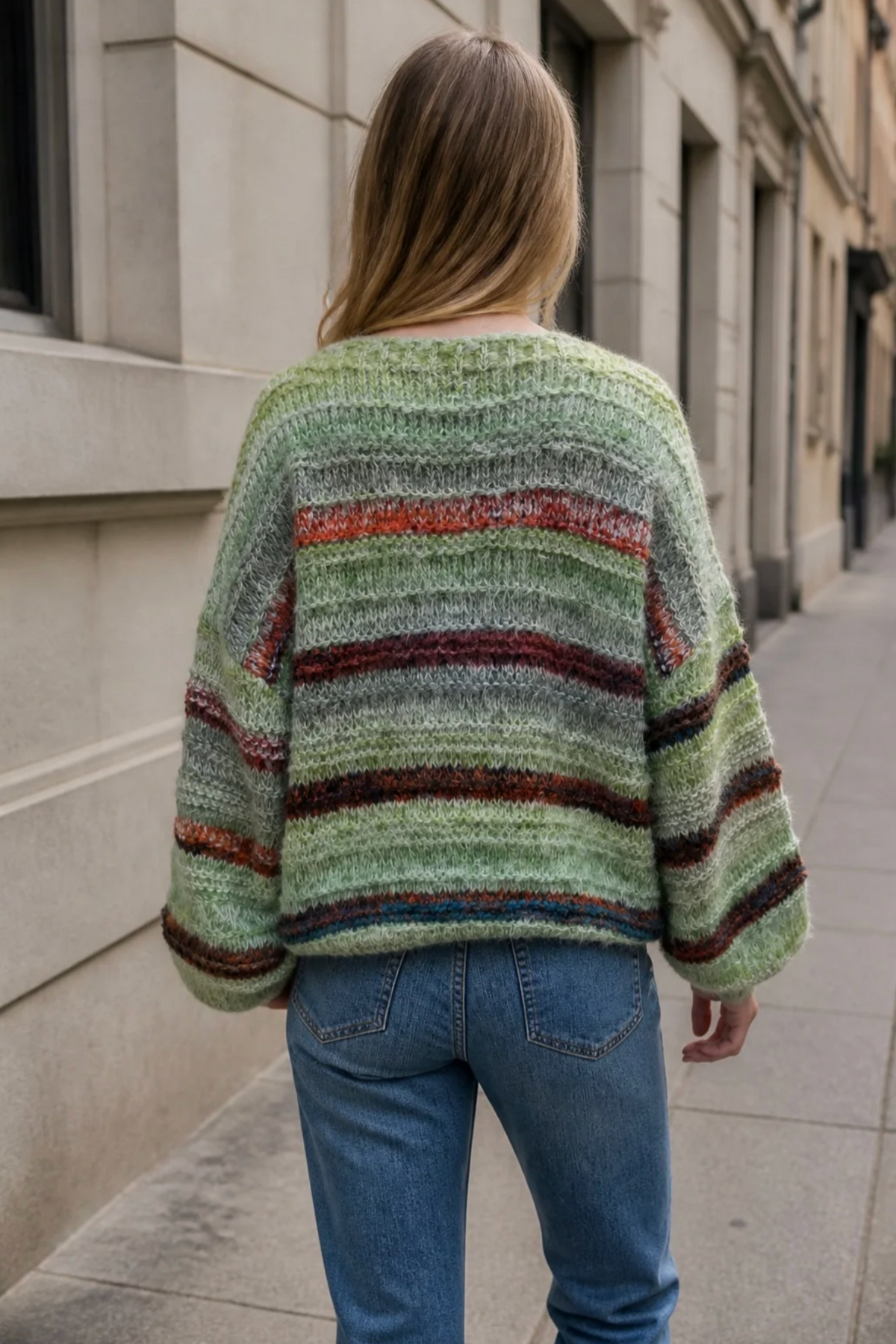 Willow Cosy Stripe Knit - Green