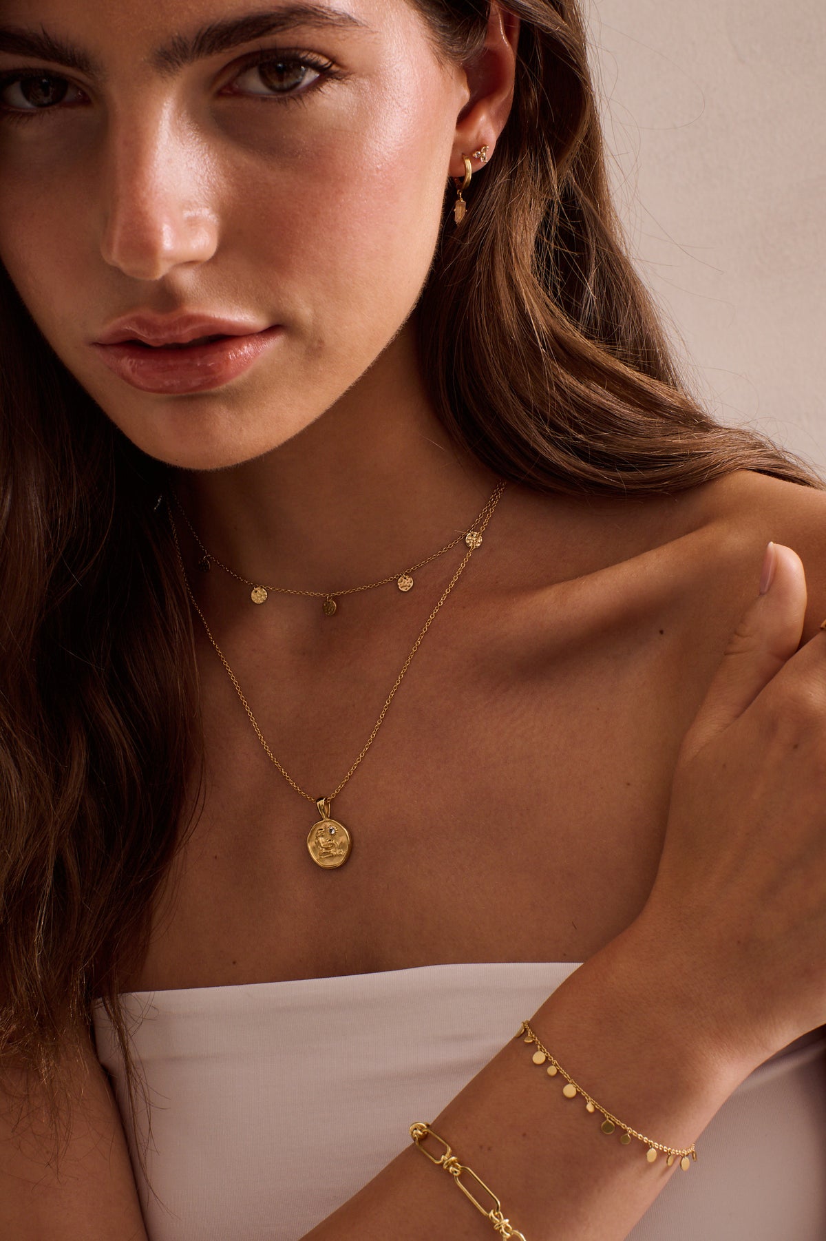 Murkani Aquarius Necklace - Zodiac series in 18 karat yellow gold plate with white topaz