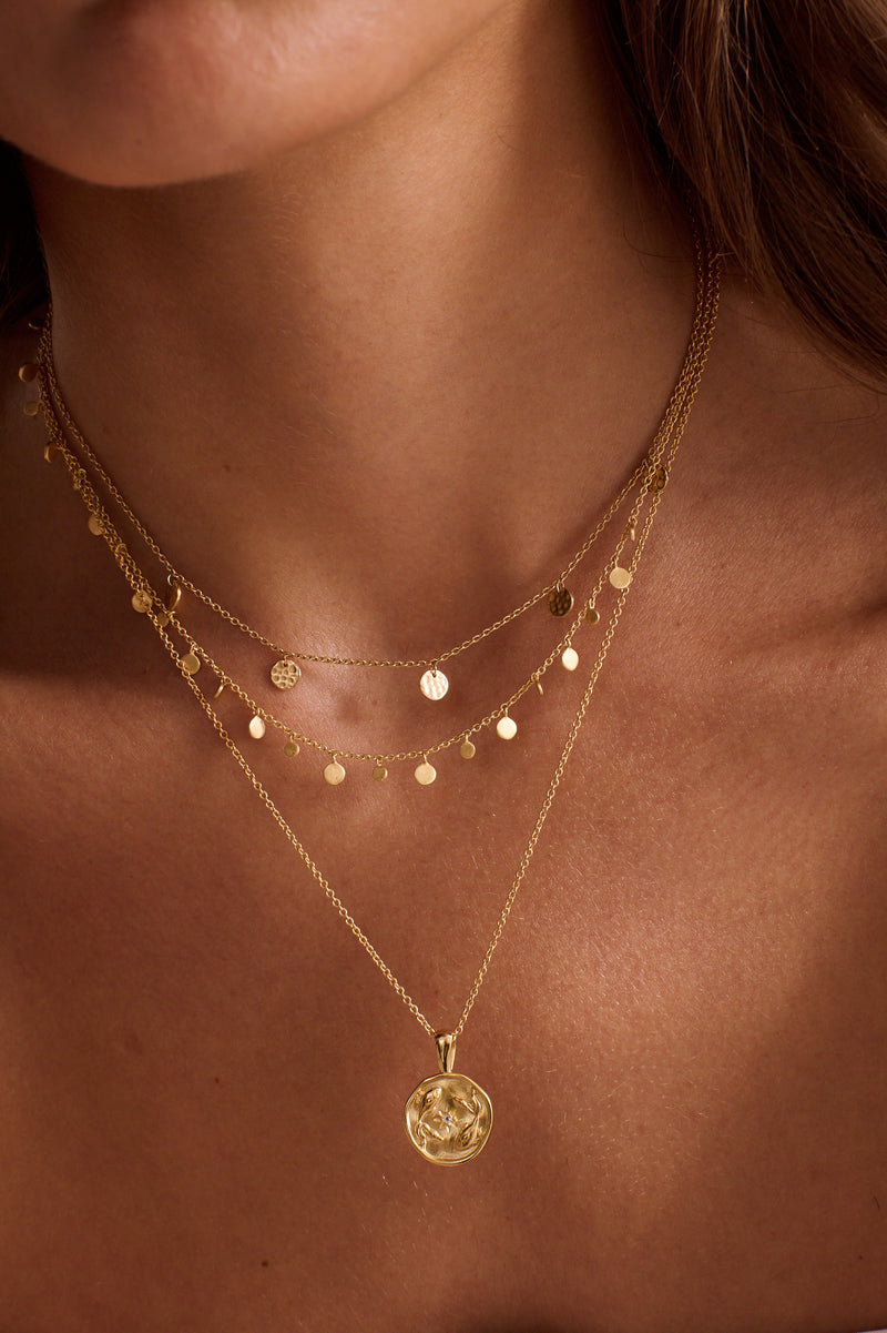 Murkani Pisces Necklace - Zodiac series in 18 karat yellow gold plate with white topaz