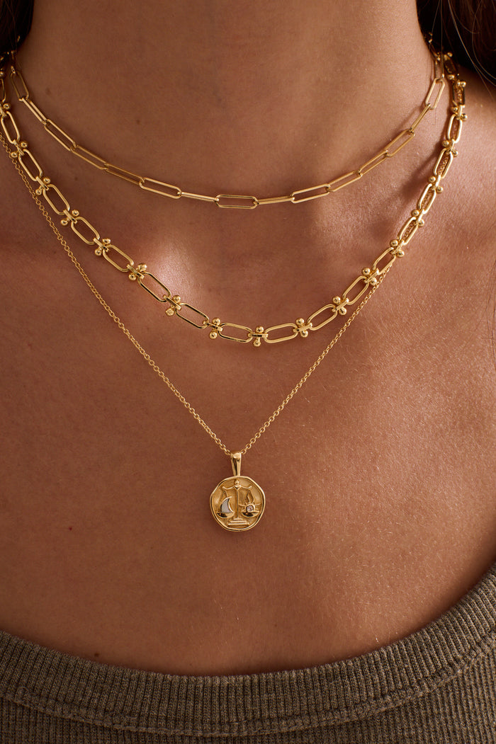 Murkani Libra Necklace - Zodiac series - Gold plated pendant front view