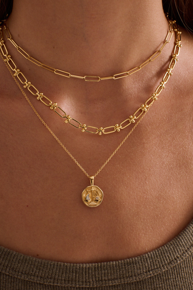 Murkani Libra Necklace - Zodiac series - Gold plated pendant front view