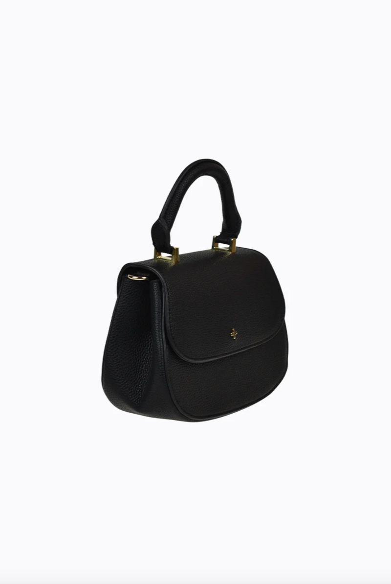 amalie crossbody bag by peta and jain is a vegan leather bag with a top handle in black