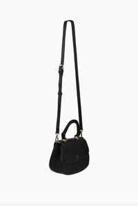 amalie crossbody bag by peta and jain is a vegan leather bag with a top handle in black