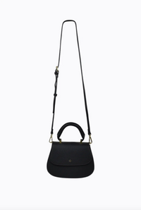 amalie crossbody bag by peta and jain is a vegan leather bag with a top handle in black