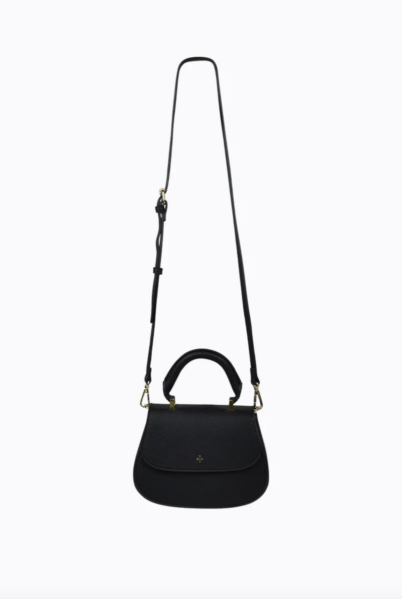 amalie crossbody bag by peta and jain is a vegan leather bag with a top handle in black
