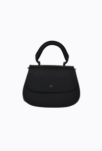 amalie crossbody bag by peta and jain is a vegan leather bag with a top handle in black