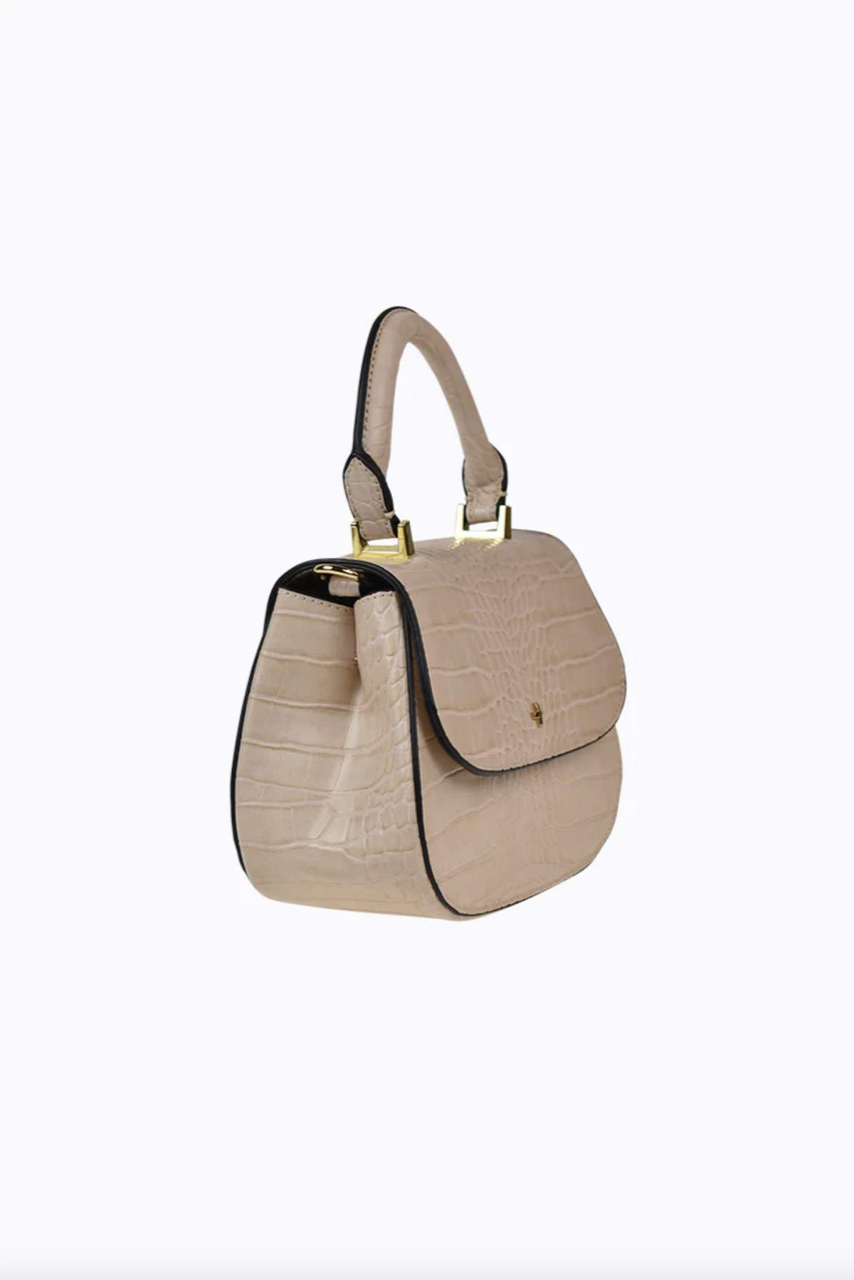 amalie crossbody bag by peta and jain is a vegan leather bag with a top handle in nude croc