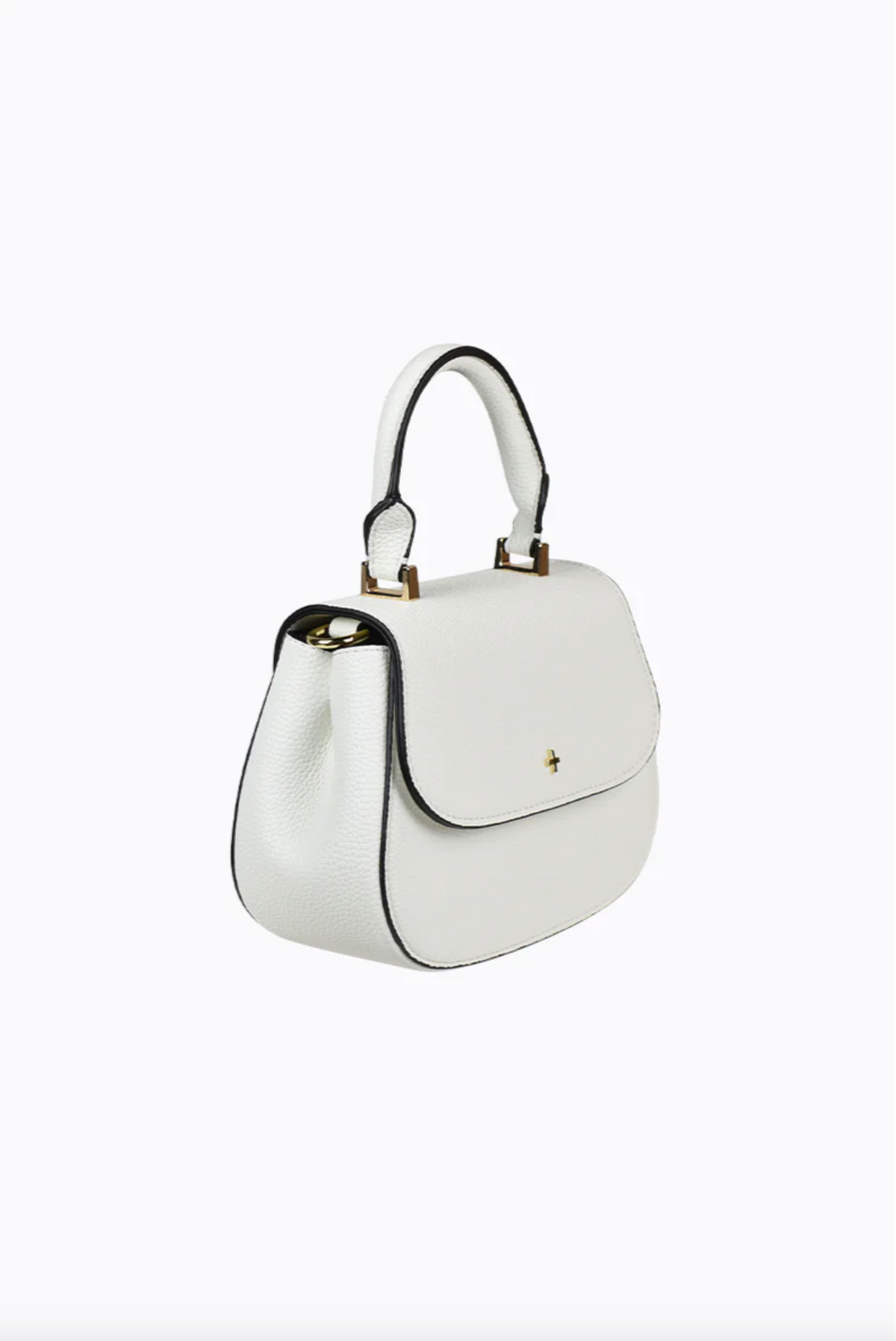 amalie crossbody bag by peta and jain is a vegan leather bag with a top handle in white pebble