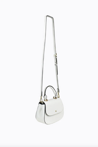 amalie crossbody bag by peta and jain is a vegan leather bag with a top handle in white pebble