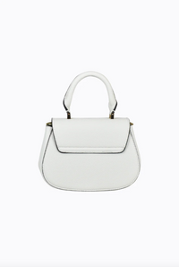 amalie crossbody bag by peta and jain is a vegan leather bag with a top handle in white pebble