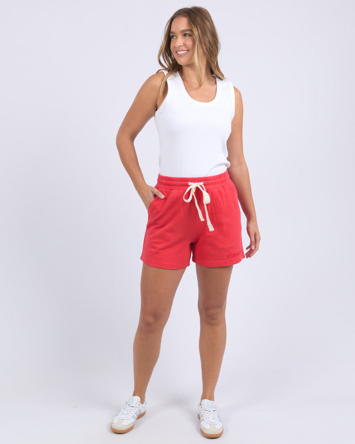 classic sporty short in red cotton by foxwood