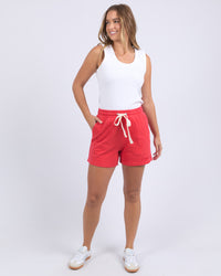 classic sporty short in red cotton by foxwood