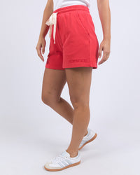 classic mid length cotton short by foxwood in red 