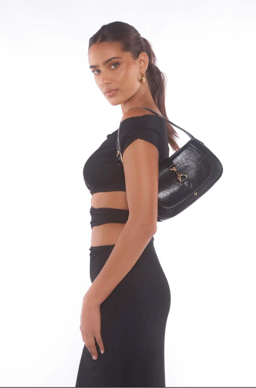 connor shoulder bag by peta and jain is a black vegan fashion accessory