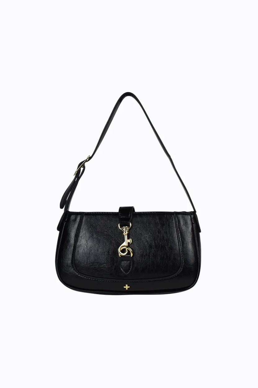 connor shoulder bag by peta and jain is a black vegan fashion accessory