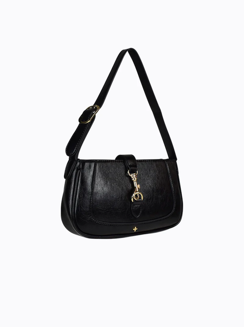 connor shoulder bag by peta and jain is a black vegan fashion accessory