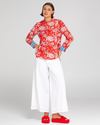 the cove shirt by boom shankar is a red paisley block print cotton top