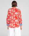 the cove shirt by boom shankar is a red block print cotton Summer long sleeve top