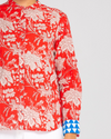 the cove shirt by boom shankar is a red block print cotton top