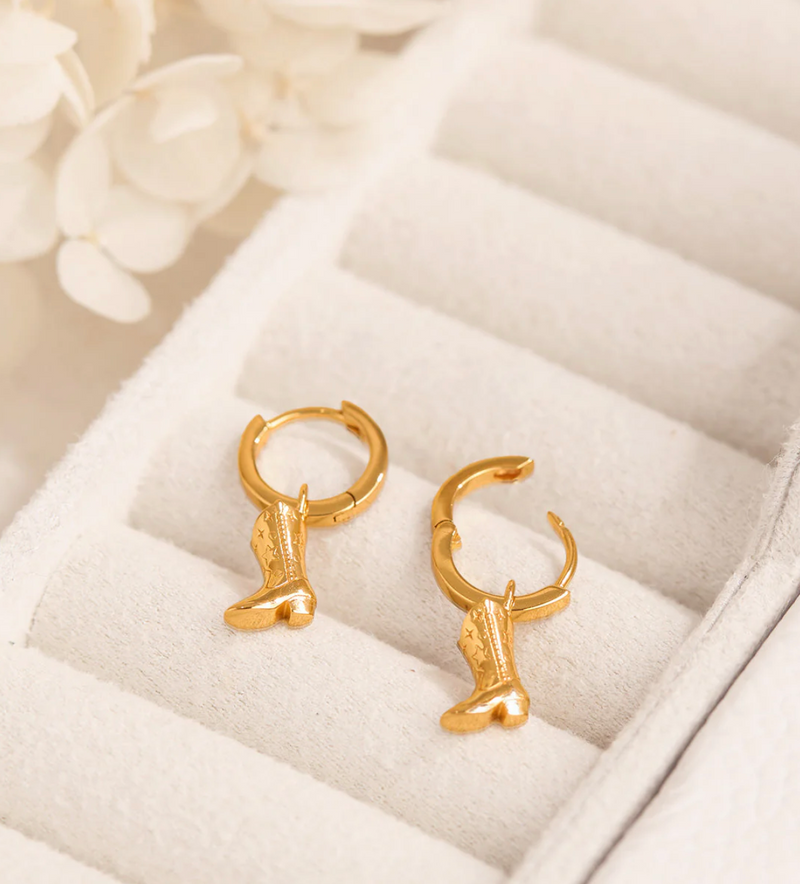 Cow Girl Boot Huggie Earrings