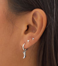 Sterling Silver Cow Girl Boot huggie earrings by midsummer star jewellery