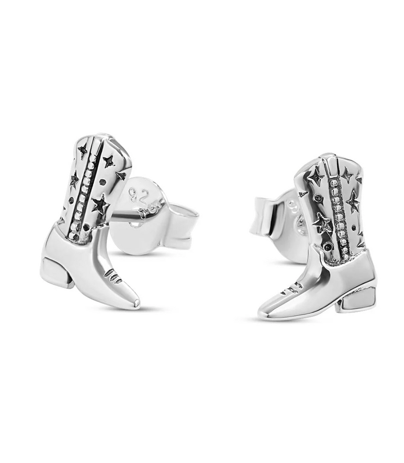 sterling silver cow girl boot stud earrings by midsummer star