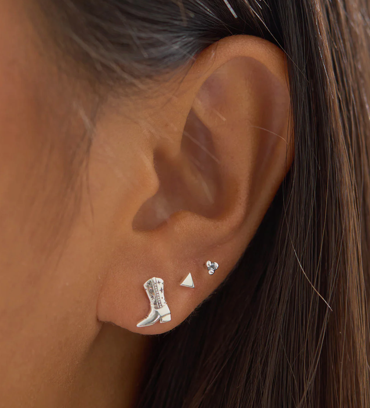 sterling silver cow girl boot stud earrings by midsummer star