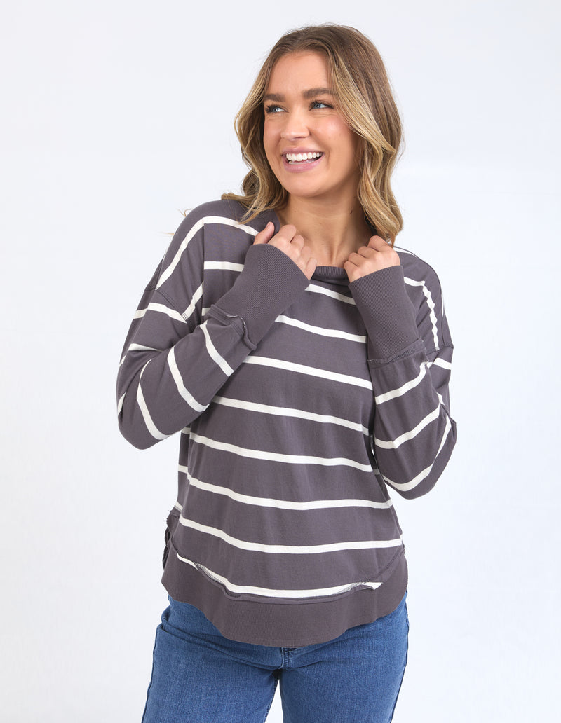 the farrah striped long sleeve top from foxwood is a cotton lightweight long sleeve t-shirt fabric