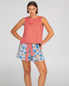 hara reversible top by boom shankar is a cotton sleeveles top with a pink check print on one side