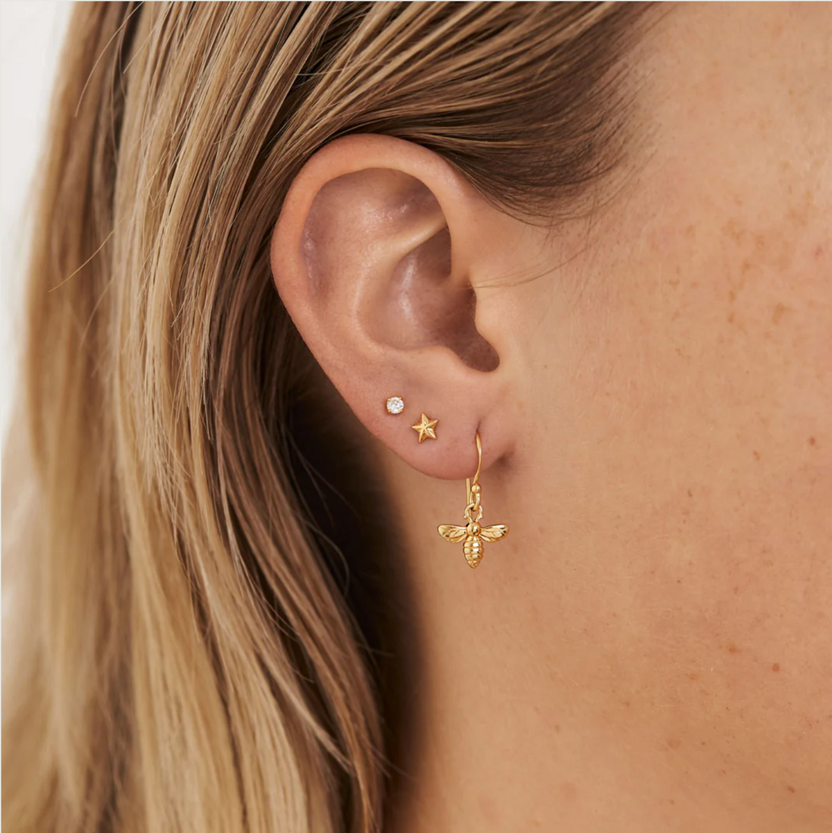 honey bee 18 karat gold plated vermeil earrings by midsummer star