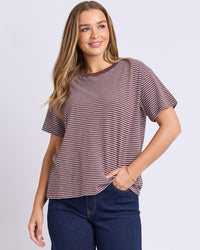 Hutch Stripe Tee - Chocolate