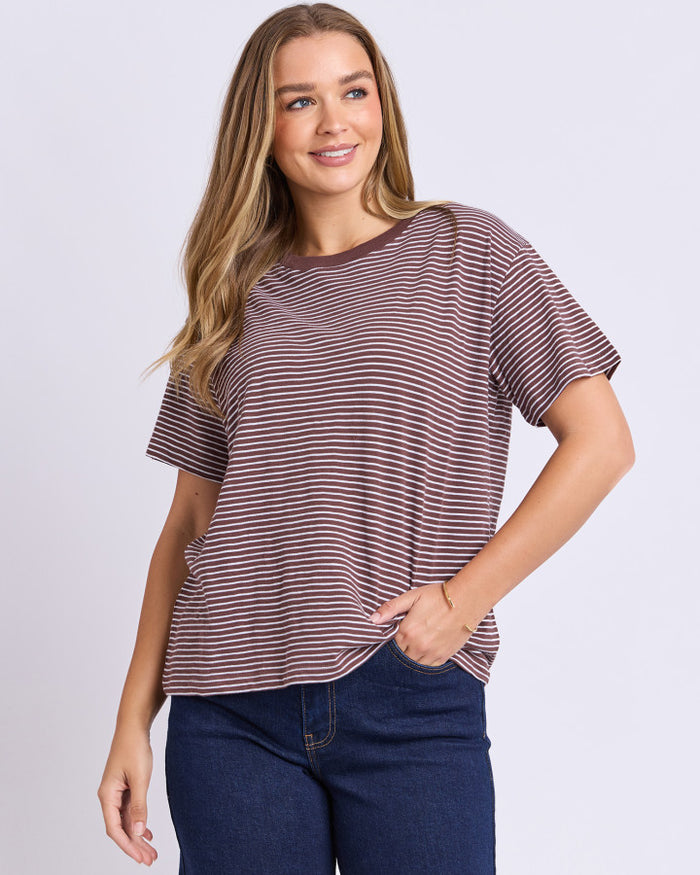 Hutch Stripe Tee - Chocolate