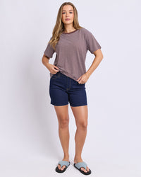 Hutch Stripe Tee - Chocolate