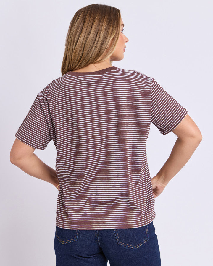 Hutch Stripe Tee - Chocolate