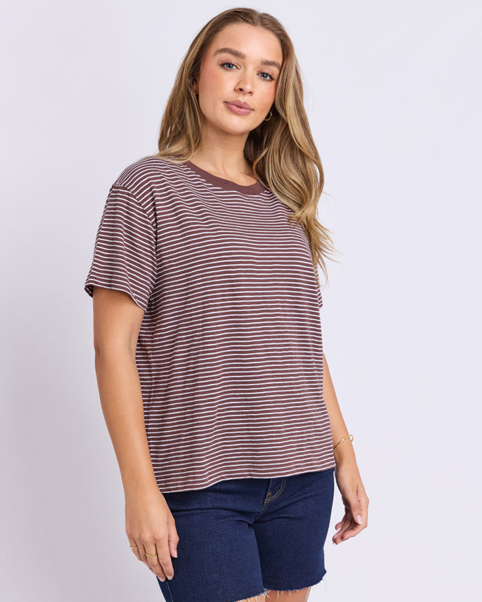 Hutch Stripe Tee - Chocolate
